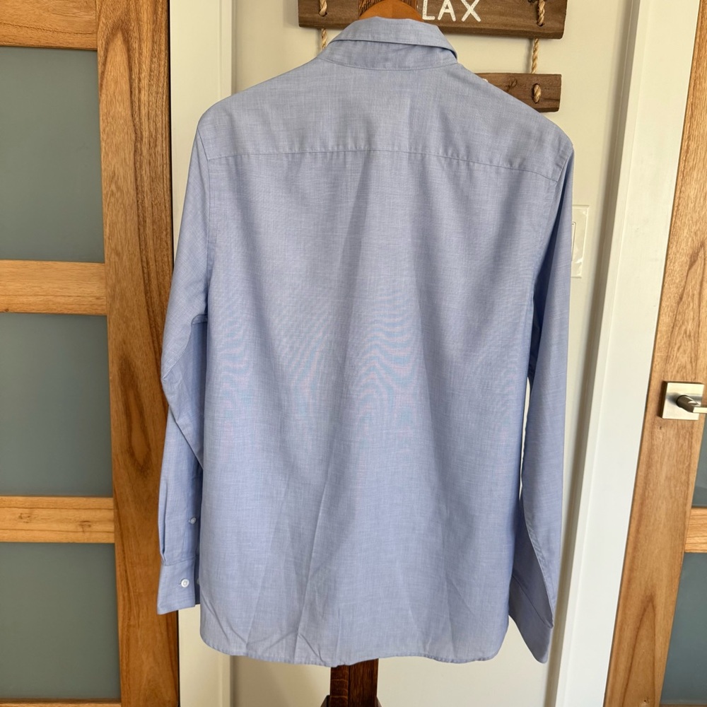 Fairlane Wrinkle Free Easy Care Oxford Dress Shirt Blue Cotton Med Slim Fit NWT - Picture 3 of 12
